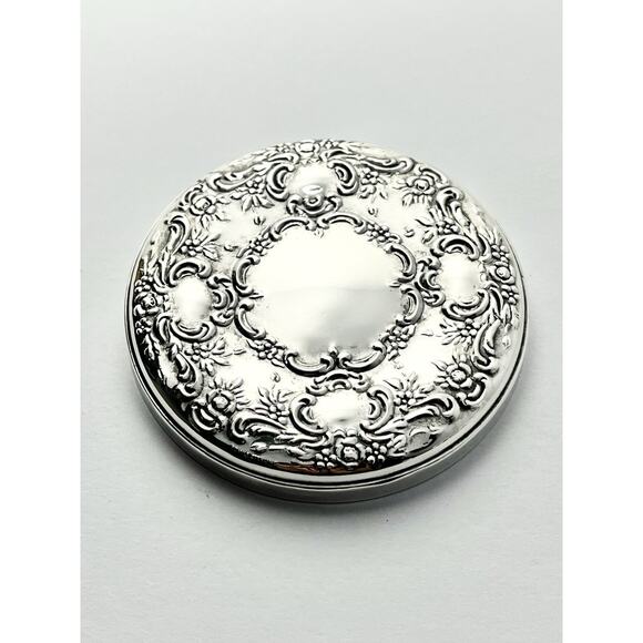 Towle “Old Master” .925 Silver & Glass Round Vanity Powder Trinket Box 3 1/4” - Picture 9 of 12